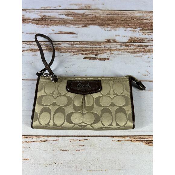 Coach Handbags - Coach Ashley Signature Sateen Zippy Wallet Wristlet – Satin Canvas Style 47520